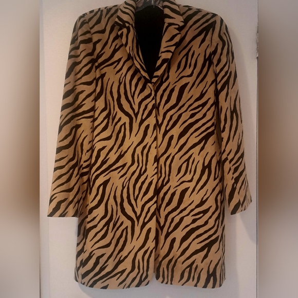 Imitation velvet animal print long blazer - Picture 1 of 4